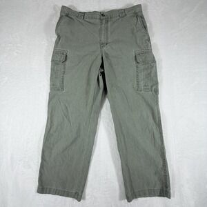 LL Bean Cargo Pants Mens 36x29 Green Natural Fit 100% Cotton Straight Leg